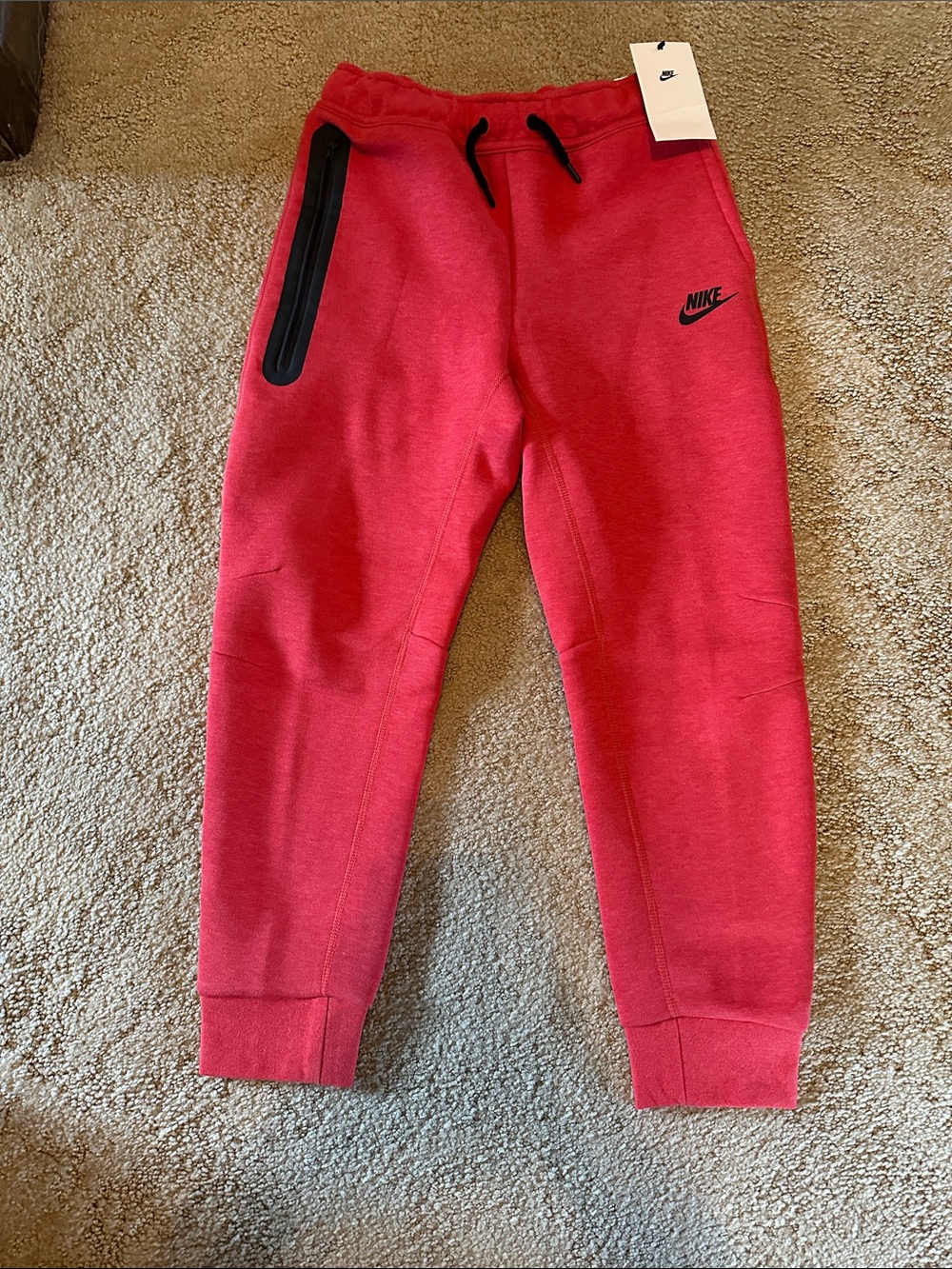 Nike Kids Red Jogger Sweatpants with Black Accents